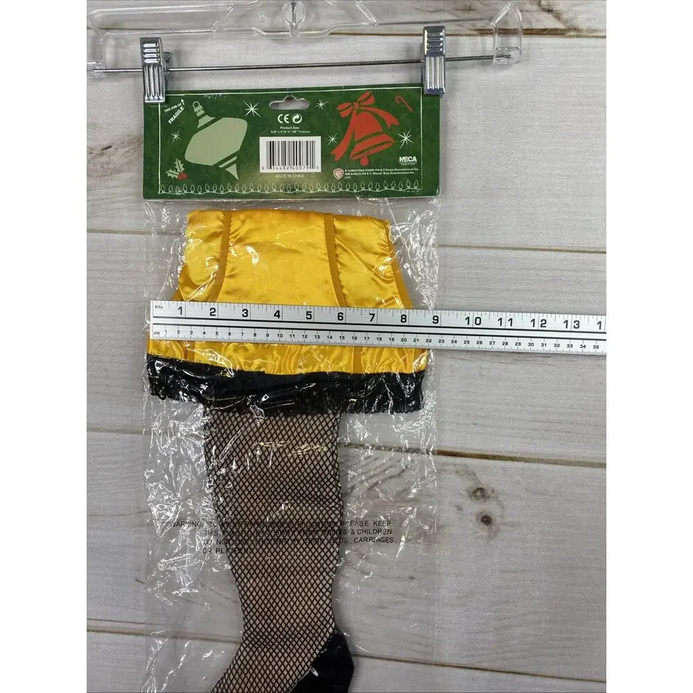 A Christmas Story Leg Lamp Christmas Stocking Embroidered Fringe Fishnet 18” NEW